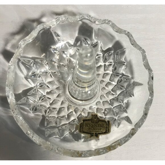 Kristal Zajecar Ring Holder 24 % Lead Crystal Diamond Pattern Dish Yugoslavia - Picture 2 of 6